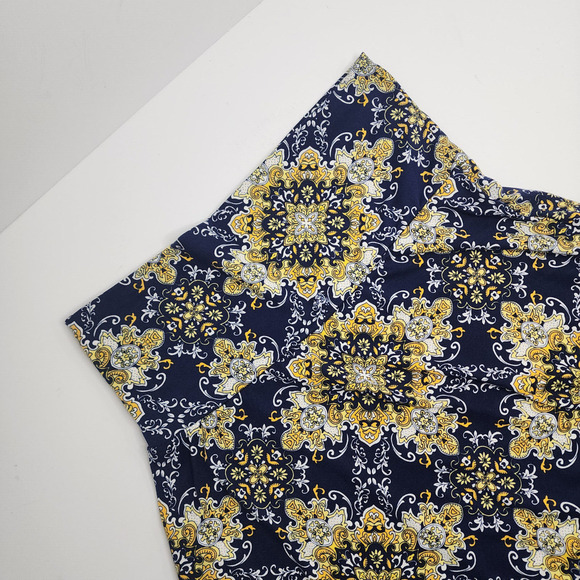 Colette Skirt Blue Yellow Medallion Print Fit Flare Pull On Women's Size‎ XS NEW - Picture 3 of 7